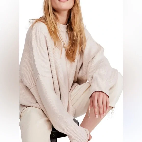 Free People Women's east street blush pullover Sweater Size L - Picture 1 of 4